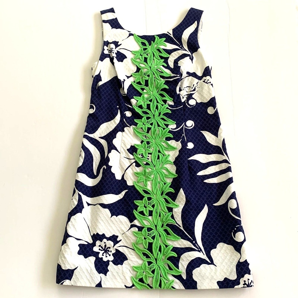 Lilly Pulitzer Delia Textured Cotton Shift Dress Johnny B 2 Floral Lace Monkeys